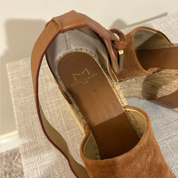 Marc Fisher Brown Wedge Sandals - Picture 2 of 2